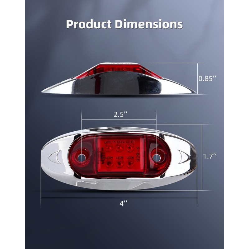 LBRST Oval LED Trailer Lights Red Led Side Marker Light