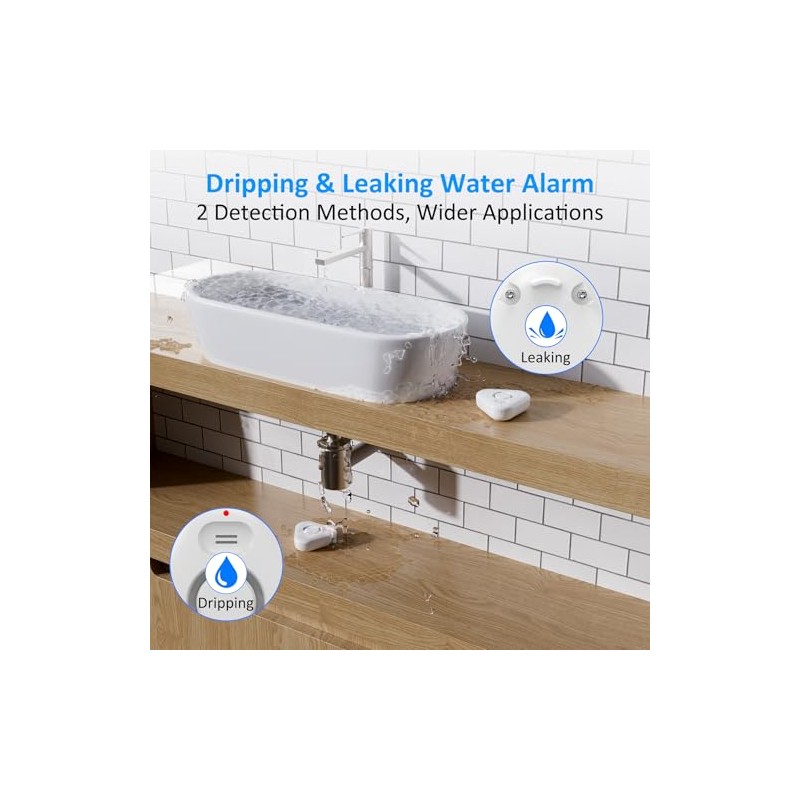 5 Pack Water Leak Detectors - Adjustable Audio Alarm System