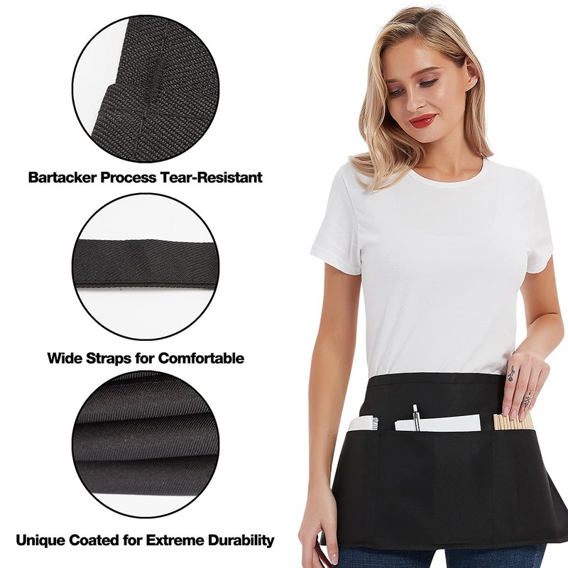 DUSKCOVE 12 Pack Server Aprons with 3 Pockets - Waitress