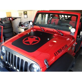 Hood Blackout Matte Black Star Hood Black Out fits Wrangler Jk 07-18