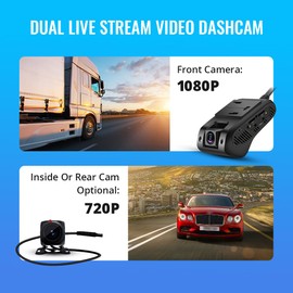 4G Live Video Dash Cam JC261, ADAS Front and Rear Camera, Built-in GPS Tracking Driving with SOS Alert, Fence Alert, 180-Day Playback, 24H Monitor Remotely