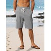 TAFLE Mens Linen Shorts Casual Summer Beach Shorts Elastic Waist