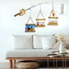 RELIY Wood Fishing Pole Wall Decor with 3 4”X4” Frames,