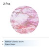 sourcing map 2Pcs Absorbent Coasters Pink Marble Gilding Pattern Round