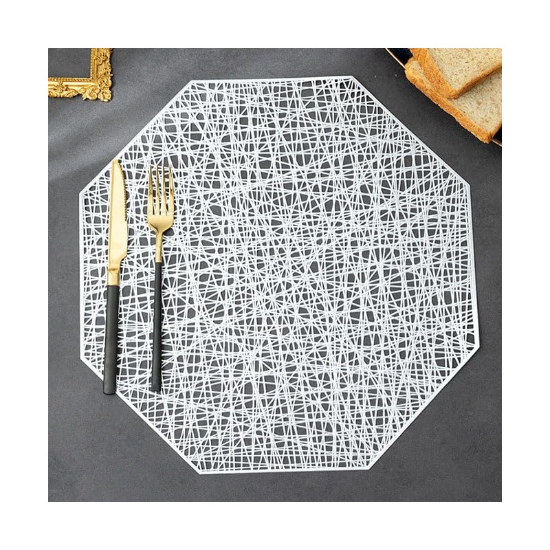 XUNQUCOM Hollowed Out Octagonal Light Luxury Insulated Table mat 6pcs