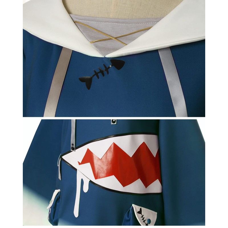 Nuoqi Gawr Gura Cosplay Costume Gawr Gura Shark Hoodie Jacket
