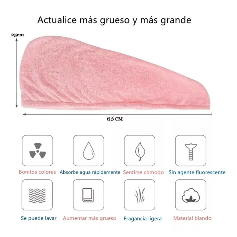 Dolores Toalla Cabello Secado Rápido Microfibra Gorro Turbante 2 Uds
