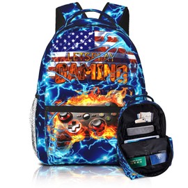 School Backpack for Boys Video Game Backpack for Kids Boys Girls Game Bookbag for Children Teens Elementary Middle School Students Bookbag Ages 6-18 Adjustable Large Capacity Gaming Backpacks