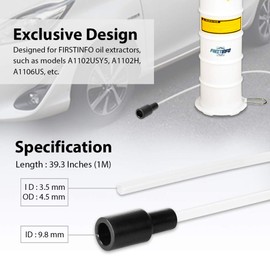 FIRSTINFO A1104A Dia. 3.5 x 4.5 mm Nylon Tube Oil Hose with 39.3 Inch Long for Pneumatic/Manual Oil Fluid Extractor Pump
