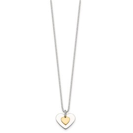 Auriga Fine Jewelry 925 Sterling Silver with Vermeil Polished Fancy Heart Chain Necklace 18"
