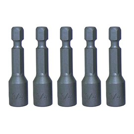 1/4-Inch Magnetic Hex Head Driver Bit w/Quick Change Shank - Used for Installing Screws, Nuts, Bolts, etc. - Commonly Used for Metal Roofing Screws - (5 PACK)