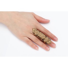 Szxc Jewelry Women's Crystal Double Full Finger Armor Knuckle Ring Adjustable