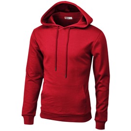 H2H Mens Basic Long Sleeve Pullover Hoodie RED US L/Asia XL (CMOHOL092)