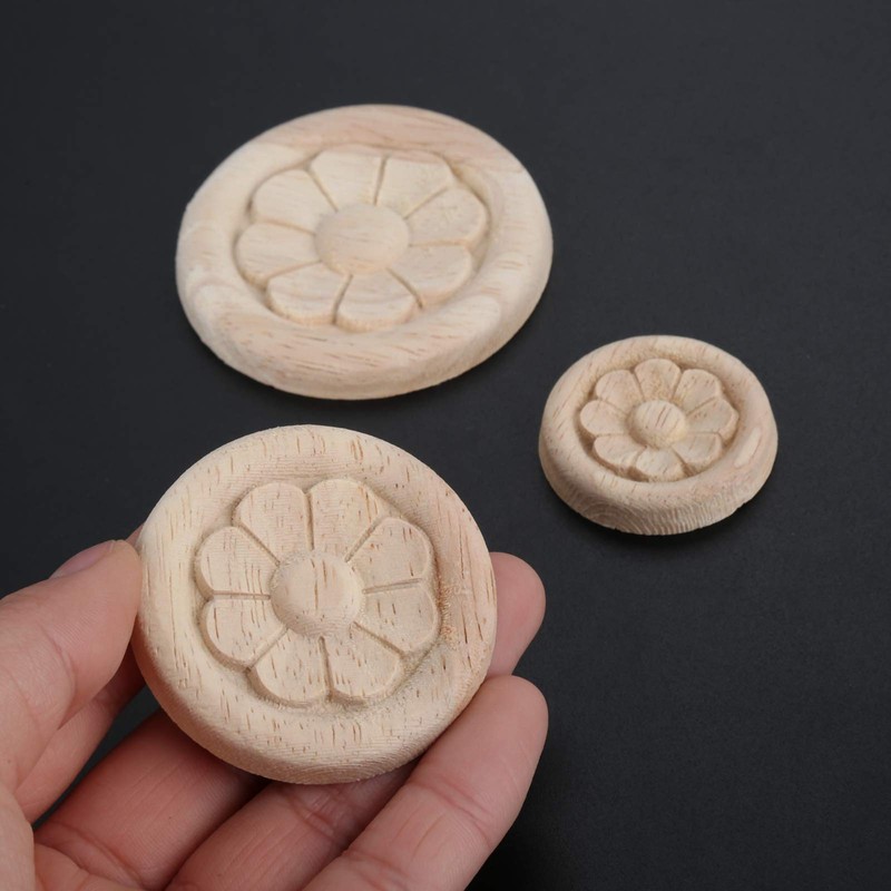 MUXSAM 10Pcs Wood Carved Applique Corner Onlay Central Flower Frame