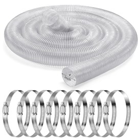 Yaocom 4 Inches 30 ft PVC Dust Collection Hose with Stainless Steel Clamps Set Flexible Clear Vacuum Puncture Resistant Fume Hose for Vacuums Cleaner Fume Dust Collection System