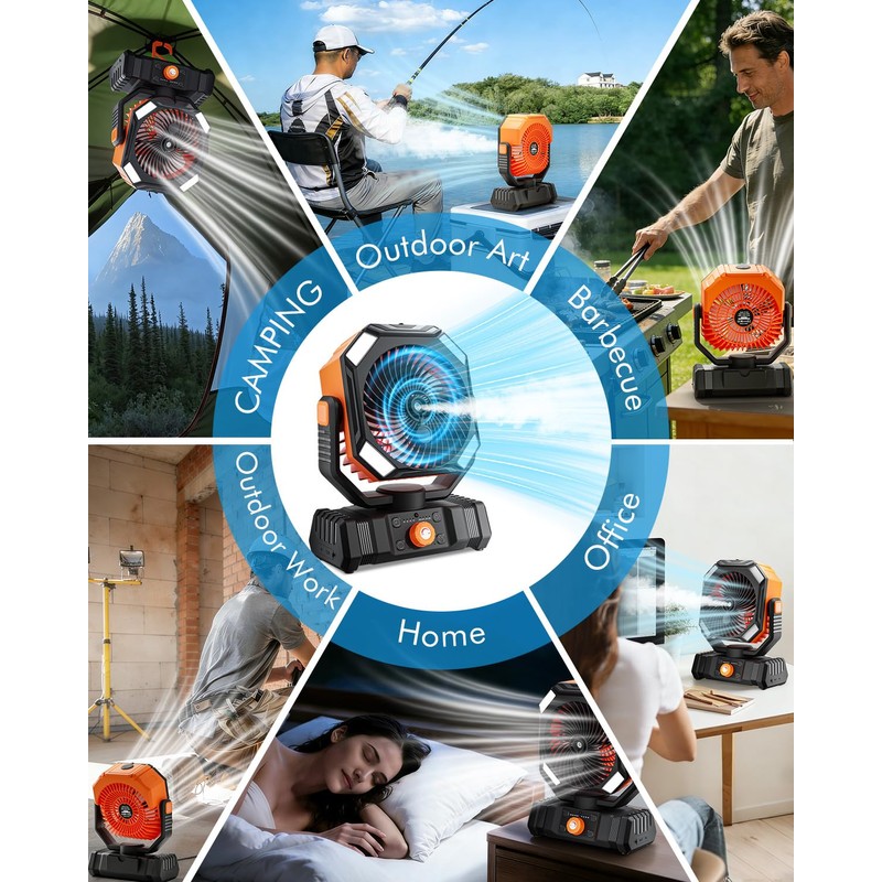 Yinenio Portable Misting Fan with 20000mAh USB Rechargeable Battery, 250mL