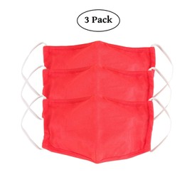 Lofbaz Fabric Mask Cotton Washable Reusable (Vivid Red - Pack of 3, Adult Large)