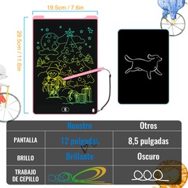 2 Piezas 12 Pulgadas Pizarron Magico, ELECGO Tablero Electrónico de Dibujo a Color para Niños , Función de Bloqueo y Borrado, juguete educativo portátil para niños y niñas a partir de 3 años para educación en el hogar - Azul y Rosa