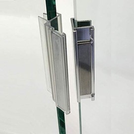 Universal Clear Polycarbonate U-Channel with Magnet and Brushed Nickel Metal Strike Plate for 3/16" and 1/4" Glass Shower Doors