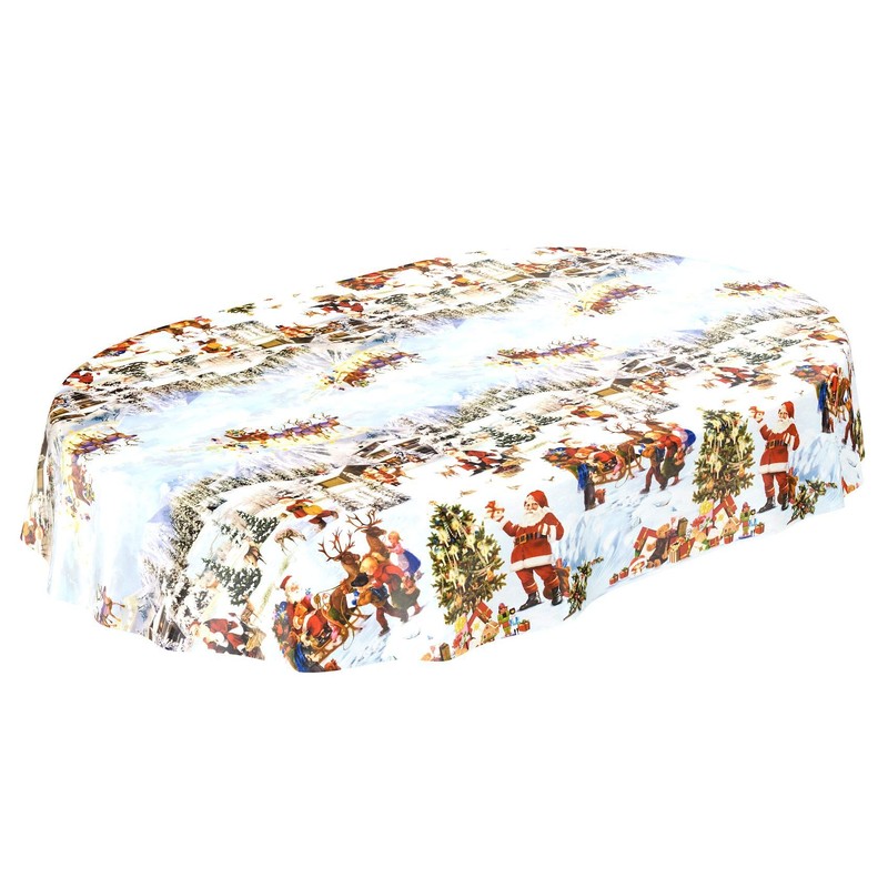 Anro Oilcloth Wax Tablecloth, Christmas Day and Christmas Tree