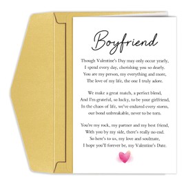 Sweet Poem Valentines Day Card for Boyfriend, Valentines Day Gifts for Him, Heartfelt Boyfriend Valentines Day Card from Girlfriend
