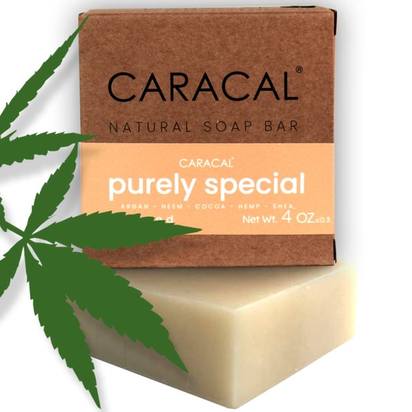 CARACAL Fragrance-Free Hemp Argan Neem Herbal Soap Bar Purely Special