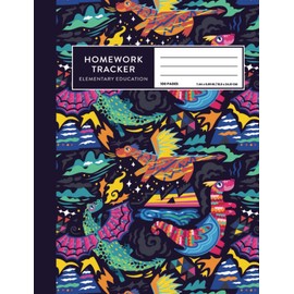 Homework Tracker: Crazy Color Dinosaurs: Assignment Log Notebook for Kids Ages 5 to 10