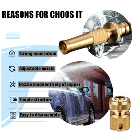 Brass Hose Connector Kit, Adjustable Hose Nozzle, 1/2 "Hose End Quick Connector, Garden Outdoor Hoses Tool, Suitable for Gardening, Home Watering, and Car Washing.