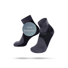 SWORTS Vital Compression Socks Short I Plantar Fasciitis Socks Heel Spurs I Recommended for Sports and Everyday Use, Grey/dark blue