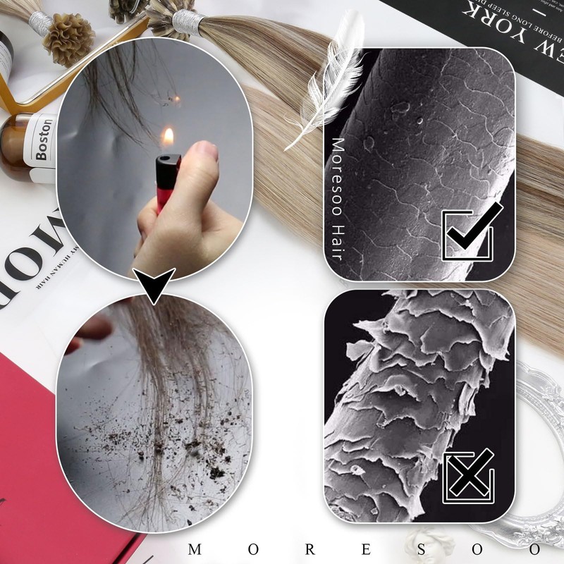 Moresoo U Tip Hair Extensions Human Hair Blonde Fusion Hair