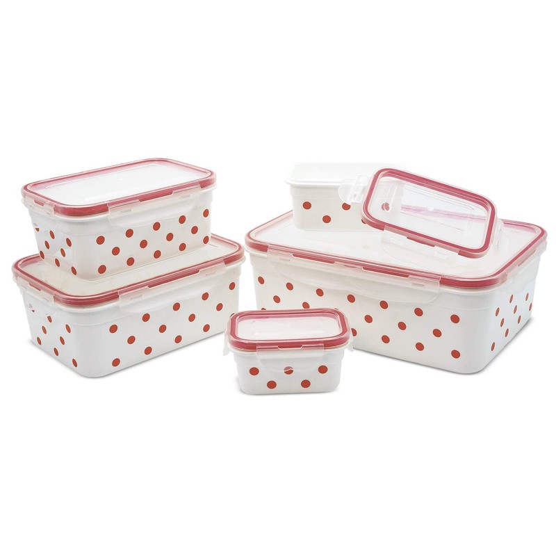 My Home 10-Piece Food Storage Containers Set, Dots, Food Storage
