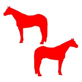Reflective Decal Sticker Pair - Quarter Horse Facing Each Direction, Great On Horse Trailer, Truck, Car, Tack Box Or Equipment - Approx 5 Inch Tall in Red