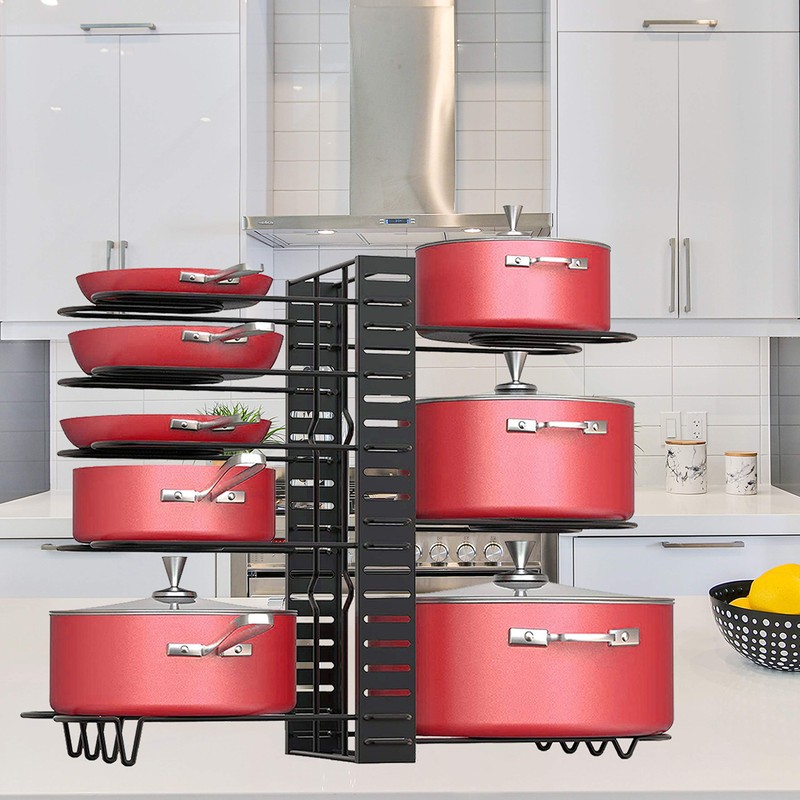 Podxco Pot and Pan Organizer for Under Cabinet, 8 Tiers