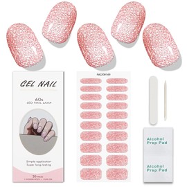 JMEOWIO Gel Nail Stickers Glitter Semi Cured Gel Nail Strips Wraps UV/LED Nail Supplies Nail Art Design Decoration Accessories