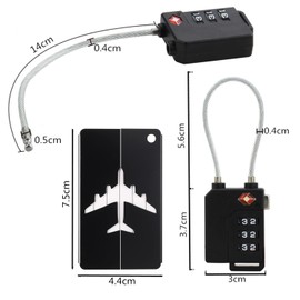 THJOPOKEEL Candados para Maletas TSA, Conjunto de 2 Candados y 2 Etiquetas de Equipaje, Cerradura de Combinación para Viaje, Candado Flexible de Cable para Maleta de Viaje