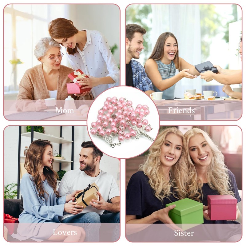 Calkkrer 1 x Catholic Rosary, Communion Rosary with Retro Cross,