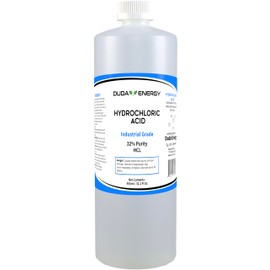 Duda Energy Industrial Grade Hydrochloric Acid 37% Pure 32 Fl Oz 950ml, 2 Bottles