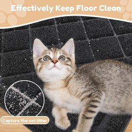 Amyracel Cat Litter Mat, 60"x24" Non-Slip Litter Trapping Mat, Urine-Proof Kitty Litter Mats for Floor, Soft on Kitty’s Paws, Kitten Supplies for Indoor Cats (Black)