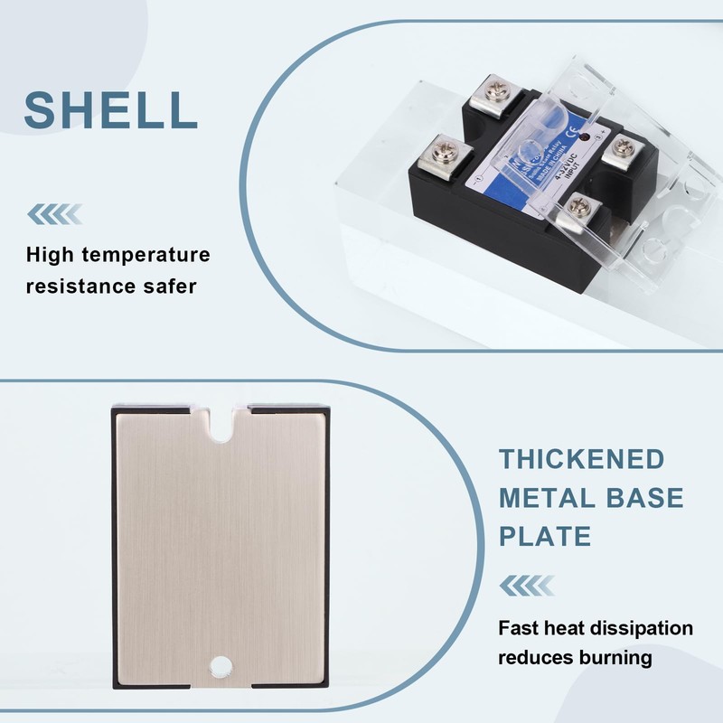 Weasch 2Pcs Single Phase Solid State Relay, SSR-80DD, DC to