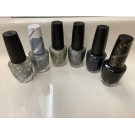 OPI, O.P.I. OPI Nail Polish Lot Set of 6 Silver Glitter Black Shades FS NEW Some Disc  HTF