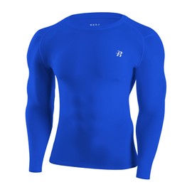 Runhit UPF 50+ Men's Compression Shirts, Long Sleeve Compression Shirts Quick Dry, Basketball Base Layer for Men Blue 2XL