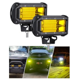 Chelhead Yellow Fog Lights, 5 Inch 72W Led Light Bar Off Road Amber Led Driving Lights Compatible with Trucks Motorcycle Off-road Jeep ATV UTV SUV Boat Marine 4X4