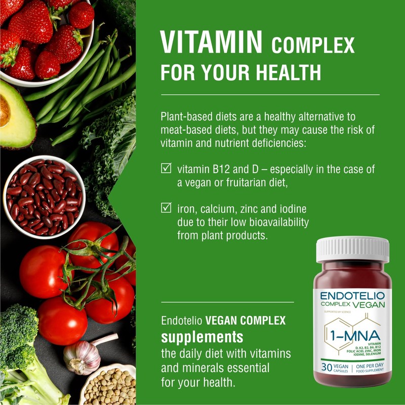 Endotelio 1-MNA Vegan Complex, Anti Ageing Optimising NAD+, Vitamins and