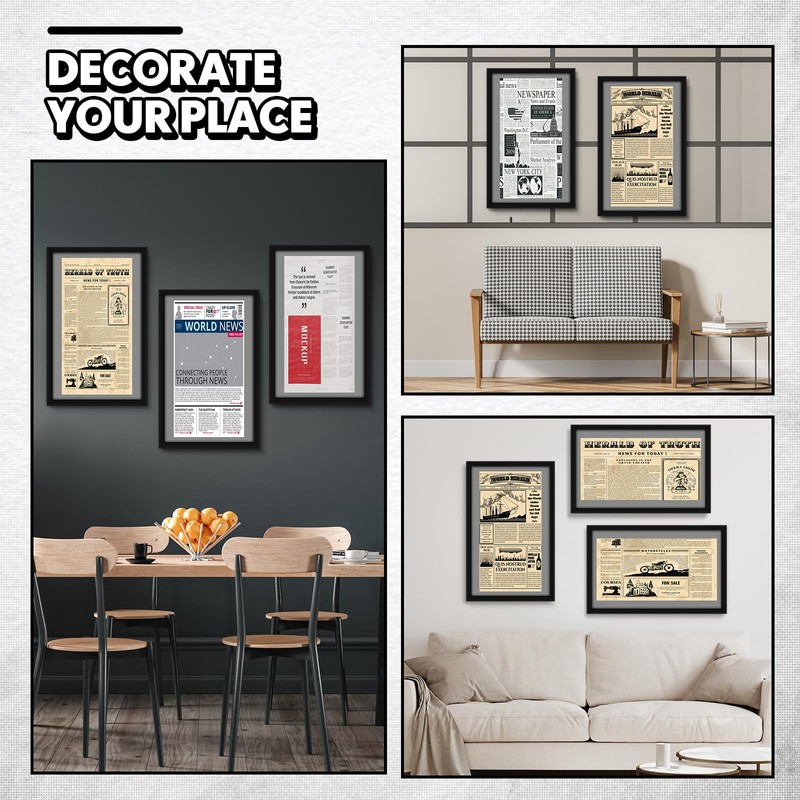 DoubleFill 6 Pcs 11x22 in Newspaper Frame with Mat Assorted