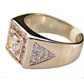 JGD 4.6 CT cz Solitaire With Accents  Men's ring 18k white gold Overlay size 11 T71