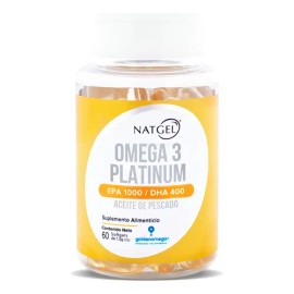 NatGel  Omega 3 Platinum - EPA1,000 mgDHA 400 mg - Aceite de Pescado de Golden Omega - 60 Softgels de 1,300 mg                                        