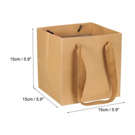 PATIKIL 5.9"x5.9"x5.9" Paper Gift Bags with Handles, 10 Pack Gift Tote Favor Bags for Bridal Shower Festivals Party, Natural Color