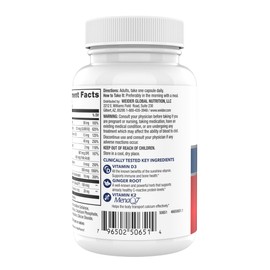 Weider Artery Health for Heart, Immune and Bone Support with Vitamin K2 (180mcg) & Vitamin D3 (5000iu), 30 Veggie Capsules
