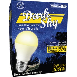 MiracleLED 604587 9W Bulb 2-Pack Dark Sky Light, Amber