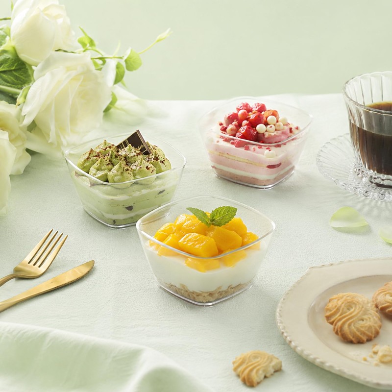 COCPOK 100 Pack Mini Dessert Cups With Spoons, 2 oz